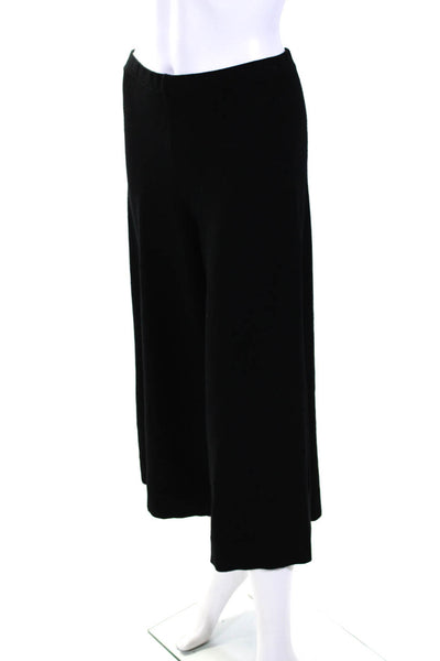 Sarah Pacini Womens Elastic Waistband Wide Leg Cropped Pants Black Size 1
