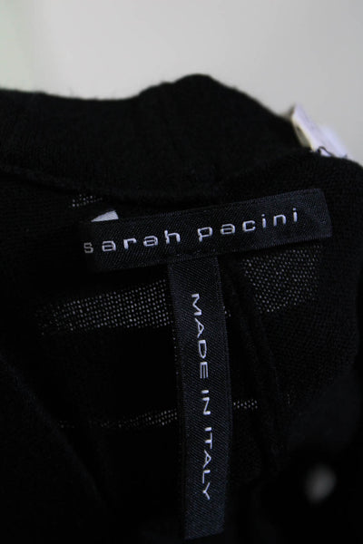 Sarah Pacini Womens Elastic Waistband Wide Leg Cropped Pants Black Size 1