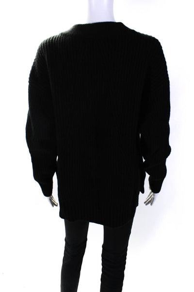 DH New York Womens Knit V-Neck Round Neck Pullover Sweater Top Black Size XS