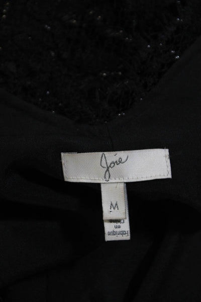 Joie Womens Lace Short Sleeves Midi Sheath Dress Black Size Medium