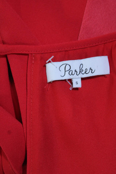 Parker Womens Key Hole Neck Sleeveless Drop Waist Dress Pink Size Small