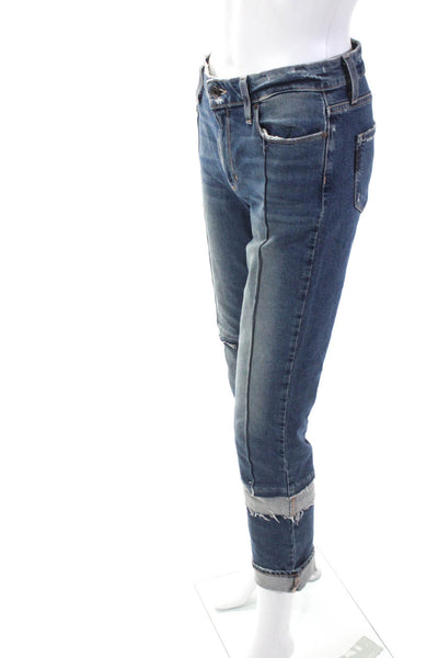 Paige Womens Jacqueline Straight Leg Mid Rise Jeans Blue Cotton Size 25
