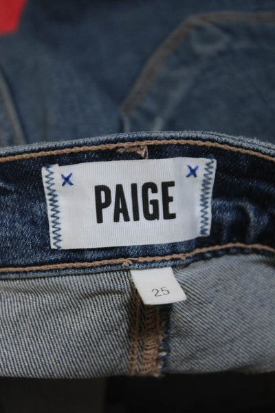 Paige Womens Jacqueline Straight Leg Mid Rise Jeans Blue Cotton Size 25