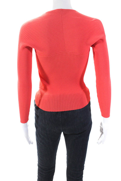 A.L.C. Womens Ribbed Coral Long Sleeves Sweater Pink Size Extra Small