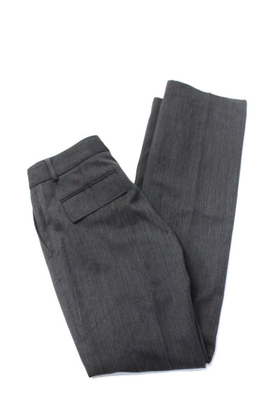 Theory Womens Creased Flare Leg Mid Rise Dress Trousers Gray Wool Size 0