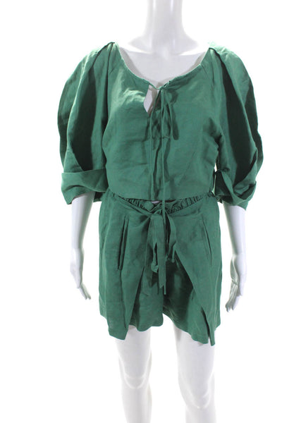 Cult Gaia Womens Keyhole Cropped Top Paperbag Waist Shorts Set Green Size S