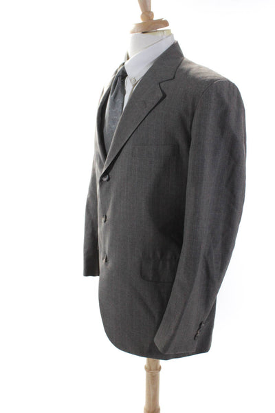 Corbin Mens Striped Print Collared Buttoned Long Sleeve Blazer Gray Size EUR44