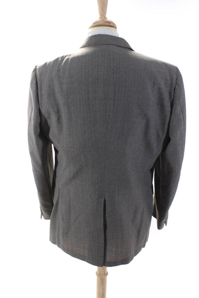 Corbin Mens Striped Print Collared Buttoned Long Sleeve Blazer Gray Size EUR44