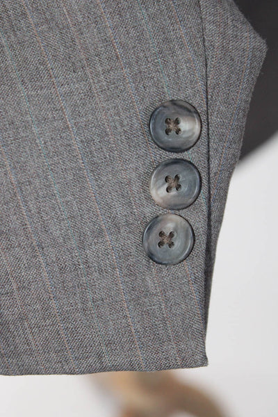 Corbin Mens Striped Print Collared Buttoned Long Sleeve Blazer Gray Size EUR44