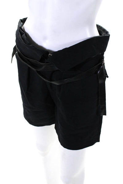 Isabel Marant Womens Zipper Fly Belted Woven Short Shorts Black Cotton FR 34