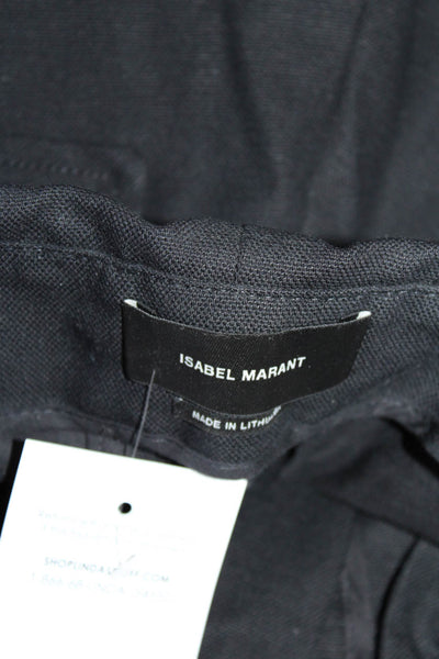 Isabel Marant Womens Zipper Fly Belted Woven Short Shorts Black Cotton FR 34