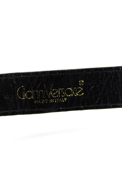 Gianni Versace Womens Leather Layered Woven Belt Black Size 32