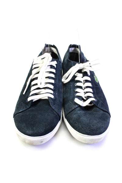 Lacoste Mens Suede Round Toe Lace Up Low Top Sneakers Navy Size 10.5