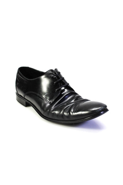 Salvatore Ferragamo Mens Leather Lace Up Derby Dress Shoes Black Size 9.5D