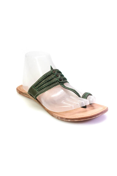Clorinda Antinori Womens Flat Suede Thong Ankle Strap Sandals Tan Size 37 7