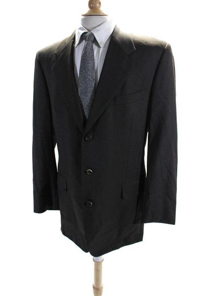 Hickey Freeman Mens Wool Buttoned Collared Textured Blazer Brown Size EUR42