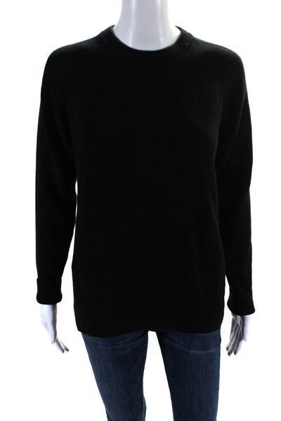 Michael Kors Womens Cotton Ribbed Hem Long Sleeve Crewneck Knit Top Black Size S