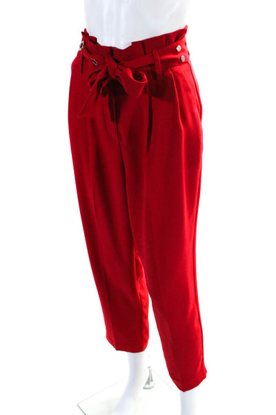 Smarteez Womens Pleated Front High-Rise Straight Leg Dress Trousers Red Size 0