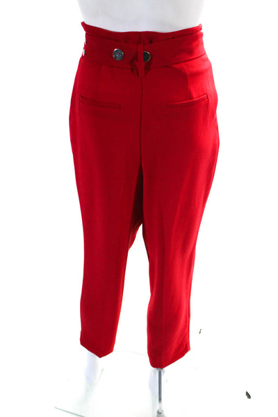 Smarteez Womens Pleated Front High-Rise Straight Leg Dress Trousers Red Size 0