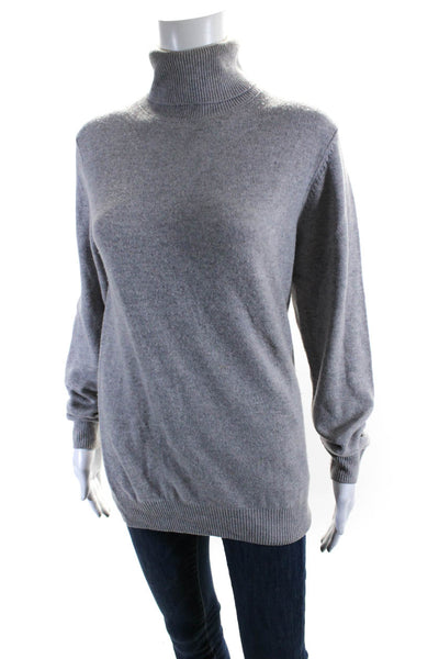 Aspesi Womens Tight Knit Long Sleeved Turtleneck Sweater Light Gray Size 46