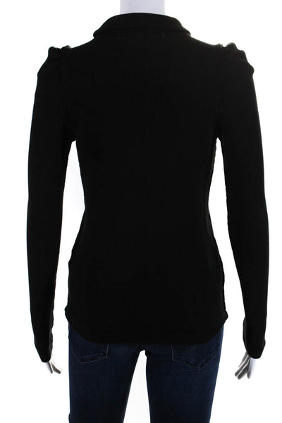 Amo Womens Cotton Knit Long Sleeve Pullover Turtleneck Top Black Size S