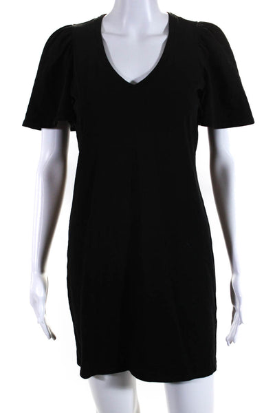 Nation LTD Womens Cotton V-Neck Short Sleeve Mini Shirt Dress Black Size XS