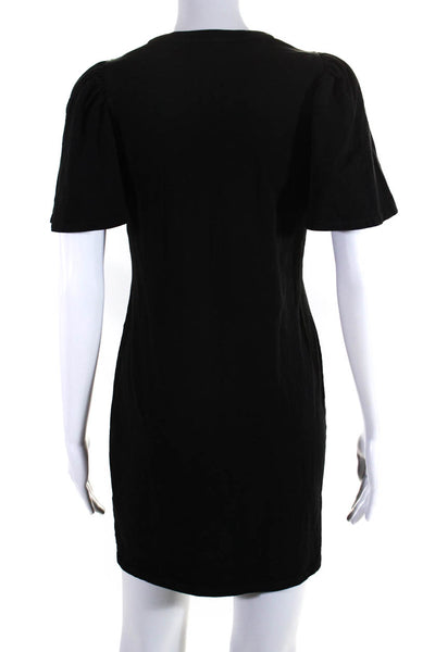 Nation LTD Womens Cotton V-Neck Short Sleeve Mini Shirt Dress Black Size XS