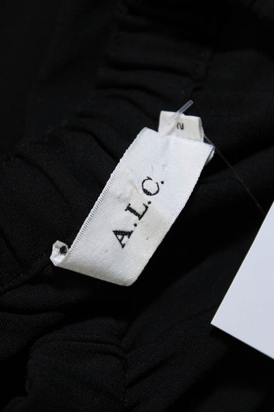 A.L.C. Womens Drawstring Waist Round Neck Sleeveless Zip Up Dress Black Size 2