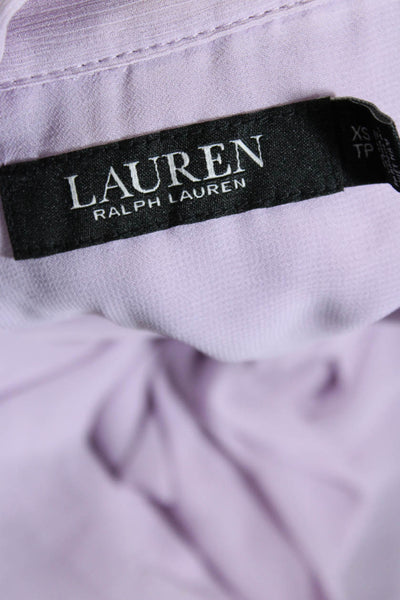 Lauren Ralph Lauren Womens Tie Neck Blouse Lavender Size Extra Small