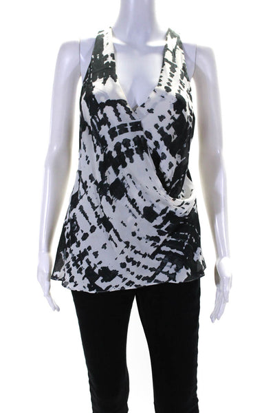 Artelier Nicole Miller Womens White/Black Printed Sleeveless Blouse Top Size M