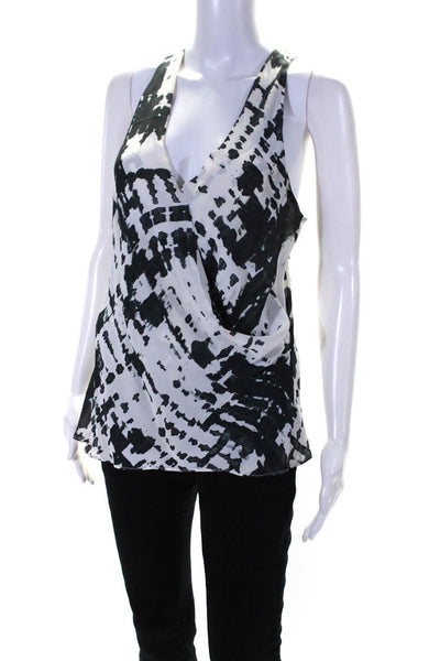 Artelier Nicole Miller Womens White/Black Printed Sleeveless Blouse Top Size M