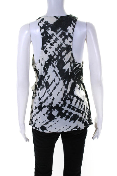 Artelier Nicole Miller Womens White/Black Printed Sleeveless Blouse Top Size M