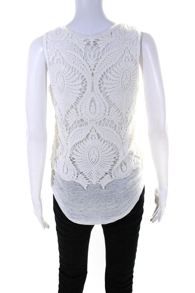 Generation Love Womens White Linen Lace Scoop Neck Sleeveless Blouse Top Size S