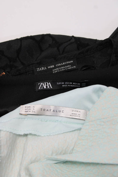 Zara Womens Long Sleeve Pleated Buttoned Wrap Dresses Black Size XS S Lot 3