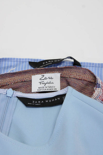 Zara Womens Striped Print Ruffle Cold Shoulder Midi Dresses Blue Size XS M Lot 3