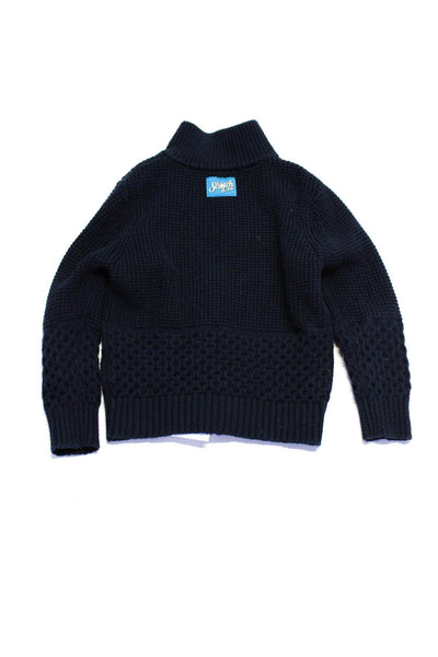 Scotch & Soda Boys Front Zip Mock Neck Knit Sweater Coat Navy Blue Cotton Size 6