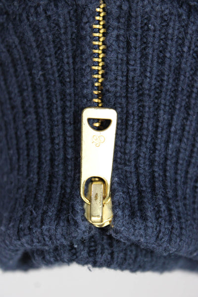 Scotch & Soda Boys Front Zip Mock Neck Knit Sweater Coat Navy Blue Cotton Size 6