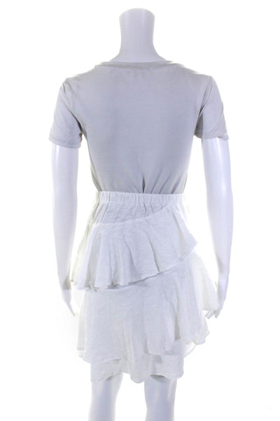 Goldie Womens Tiered A Line Asymmetrical Skirt White Cotton Size Extra Small