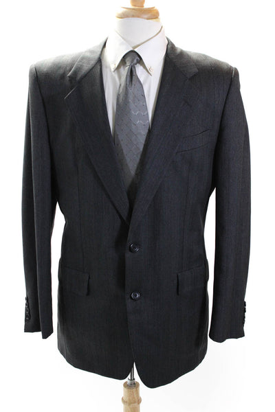 1155 Collaection Mens Wool Striped Two Button Suit Jacket Gray Size 42L