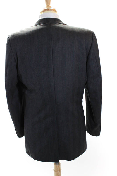 1155 Collaection Mens Wool Striped Two Button Suit Jacket Gray Size 42L