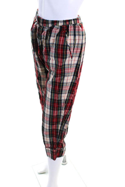 The Great Womens Cotton Plaid Drawstring Sleepwear Pants Red Size 0