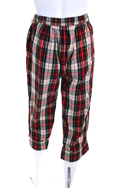 The Great Womens Cotton Plaid Drawstring Sleepwear Pants Red Size 0