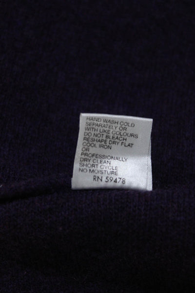 Chiara Mente Womens Wool Cropped Long Sleeve Asymmetric Sweater Purple Size S
