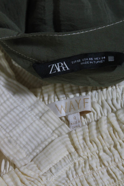 Wayf Zara Womens Striped Print Smocked Dress Jumpsuit Yellow Size XS S Lot 2