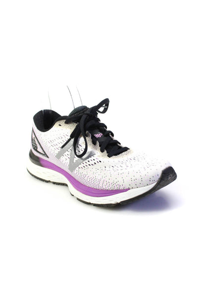 New Balance Womens 880 V.9 Knit Nylon Runnings Sneakers White Purple Size 8.5