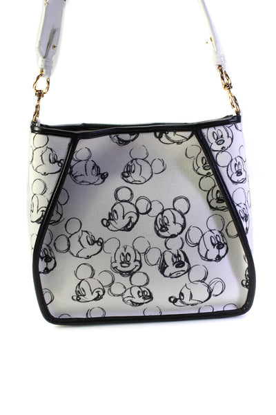 Stella McCartney Womens Leather Trim Mickey Mouse Shoulder Handbag White Black