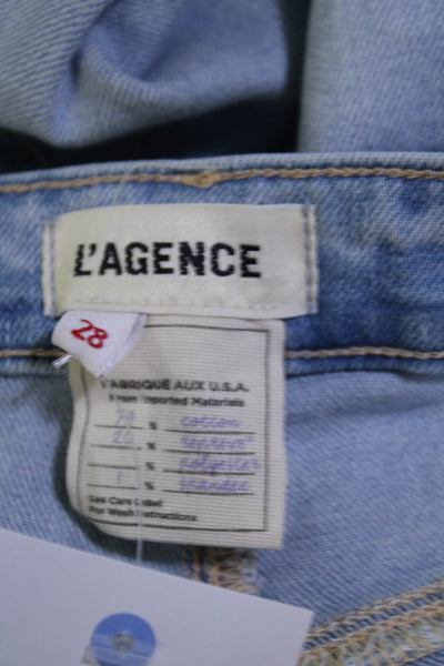 L'Agence Womens Cotton Blend Five Pocket Mid-Rise Flat Jeans Blue Size 28