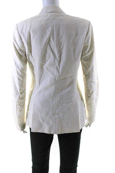 Theory Womens Single Button Notched Lapel Blazer Jacket White Cotton Size 2