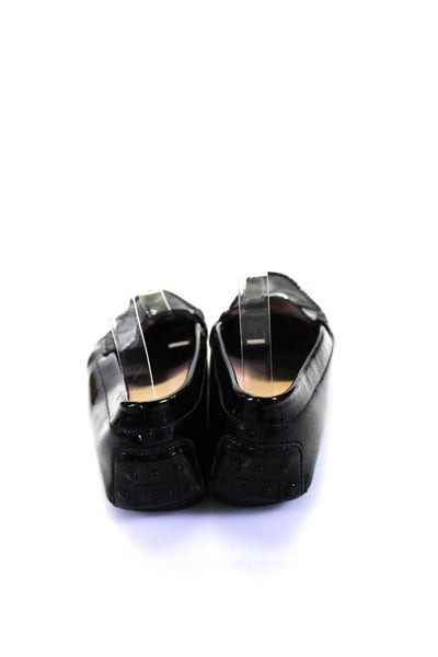 Tods Womens Slip On Tabs Back Round Toe Loafers Black Patent Leather Size 39.5