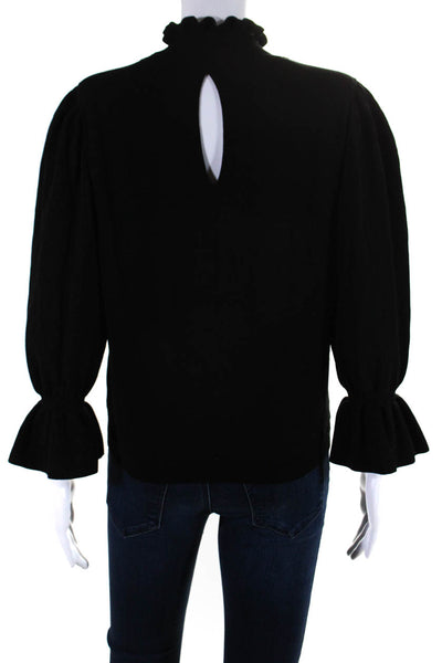 Ba&Sh Womens Ruffled Puffy Sleeves Turtleneck Sweater Black Size Small